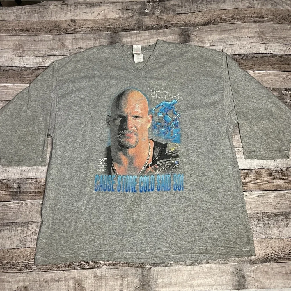 Stone Cold Steve Austin 2XL Gray Long Sleeve Vintage 90s Wrestling Tee